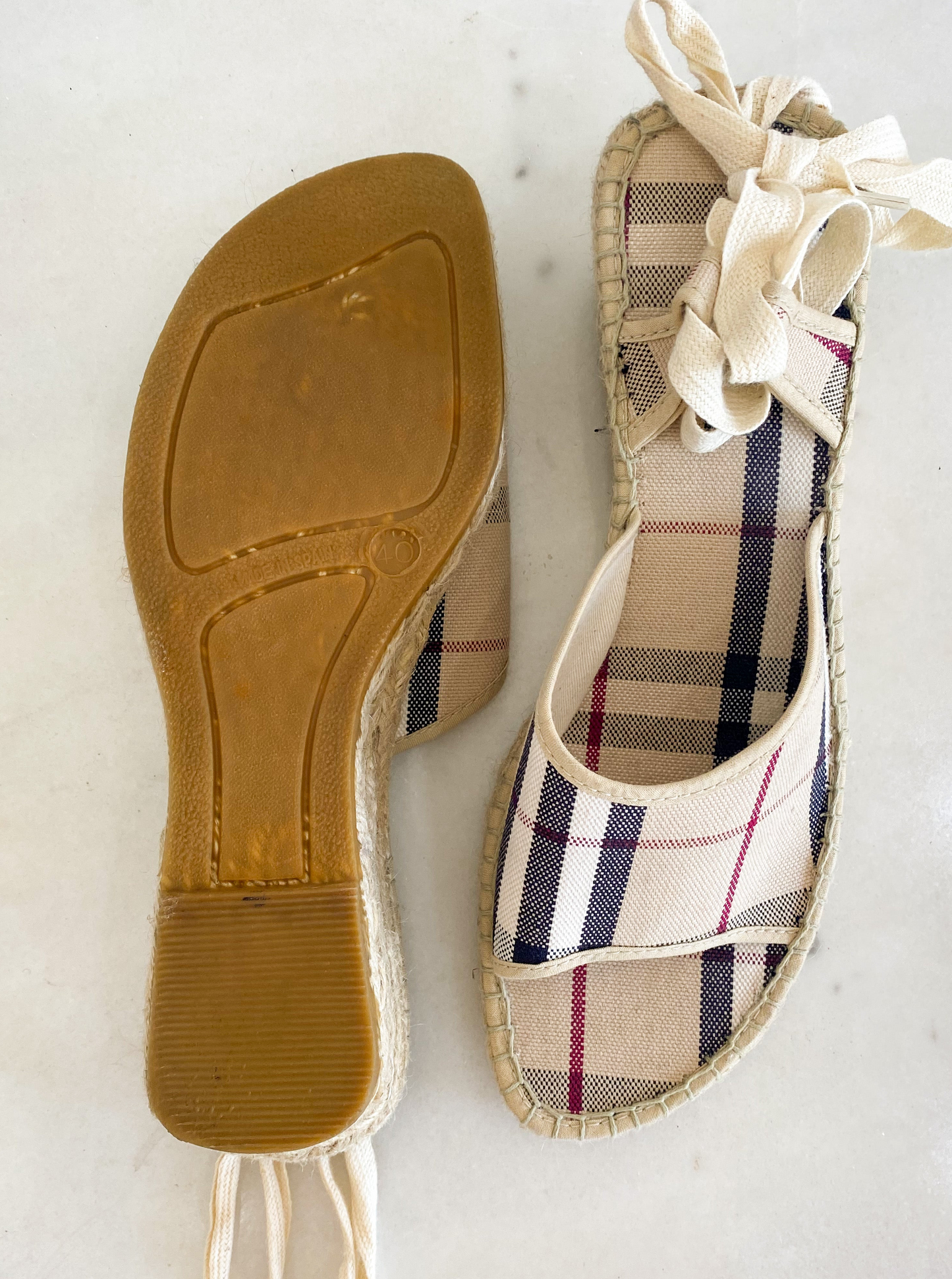 Burberry Check Wedge Espadrilles - NWOT