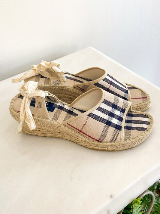 Burberry Check Wedge Espadrilles - NWOT