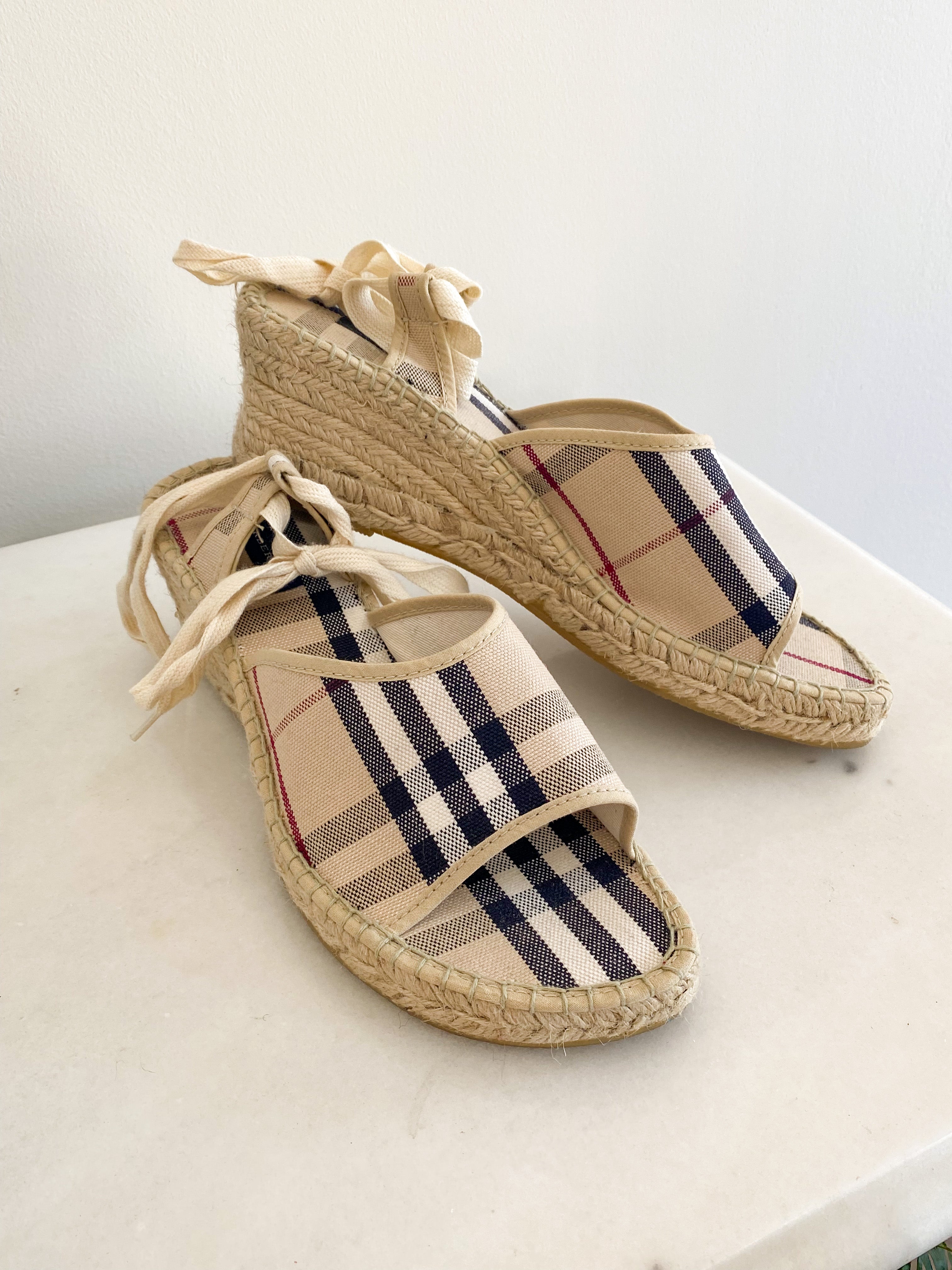 Burberry Check Wedge Espadrilles NWOT Parker Peony Boutique