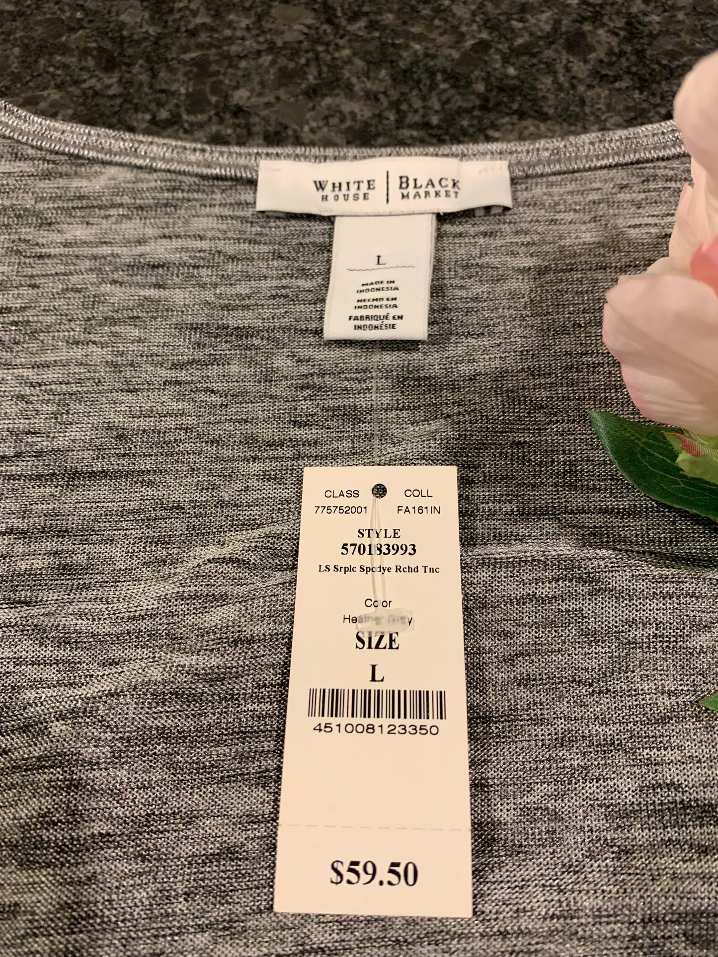 White House Black Market Heather Gray Tunic NWT