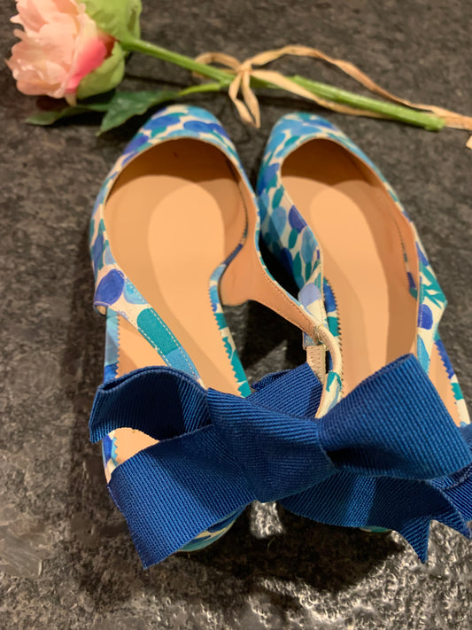 J. Crew Kate Slingback Pumps in Blueberry Floral (NWOT)