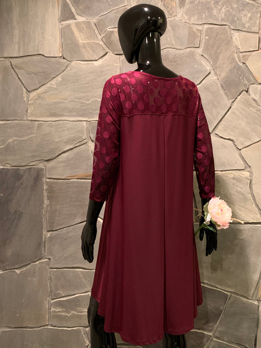 Nina Leonard Burgundy Shift Dress