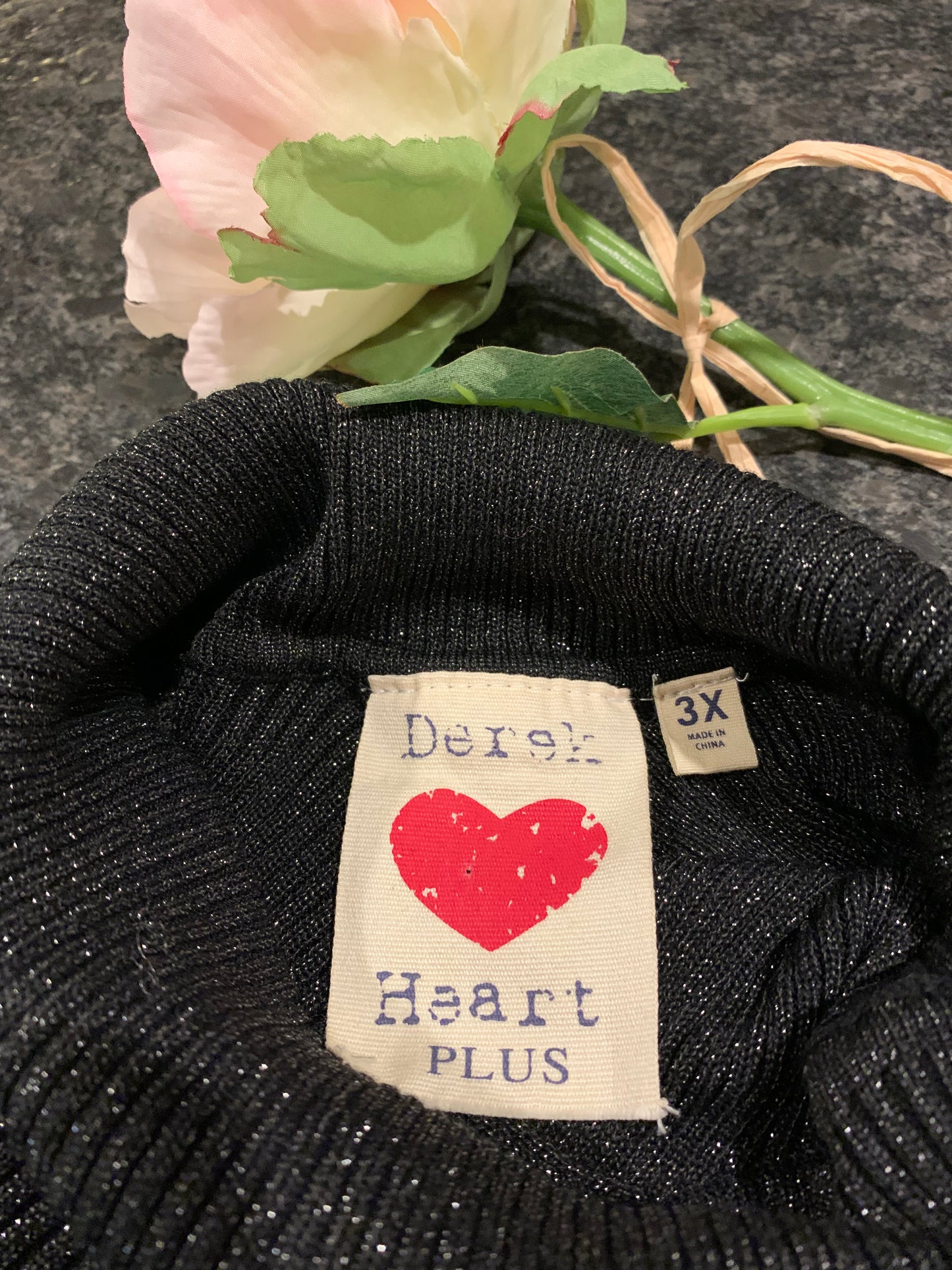 Derek Hearts Plus Black Shimmer Sweater Dress NWT