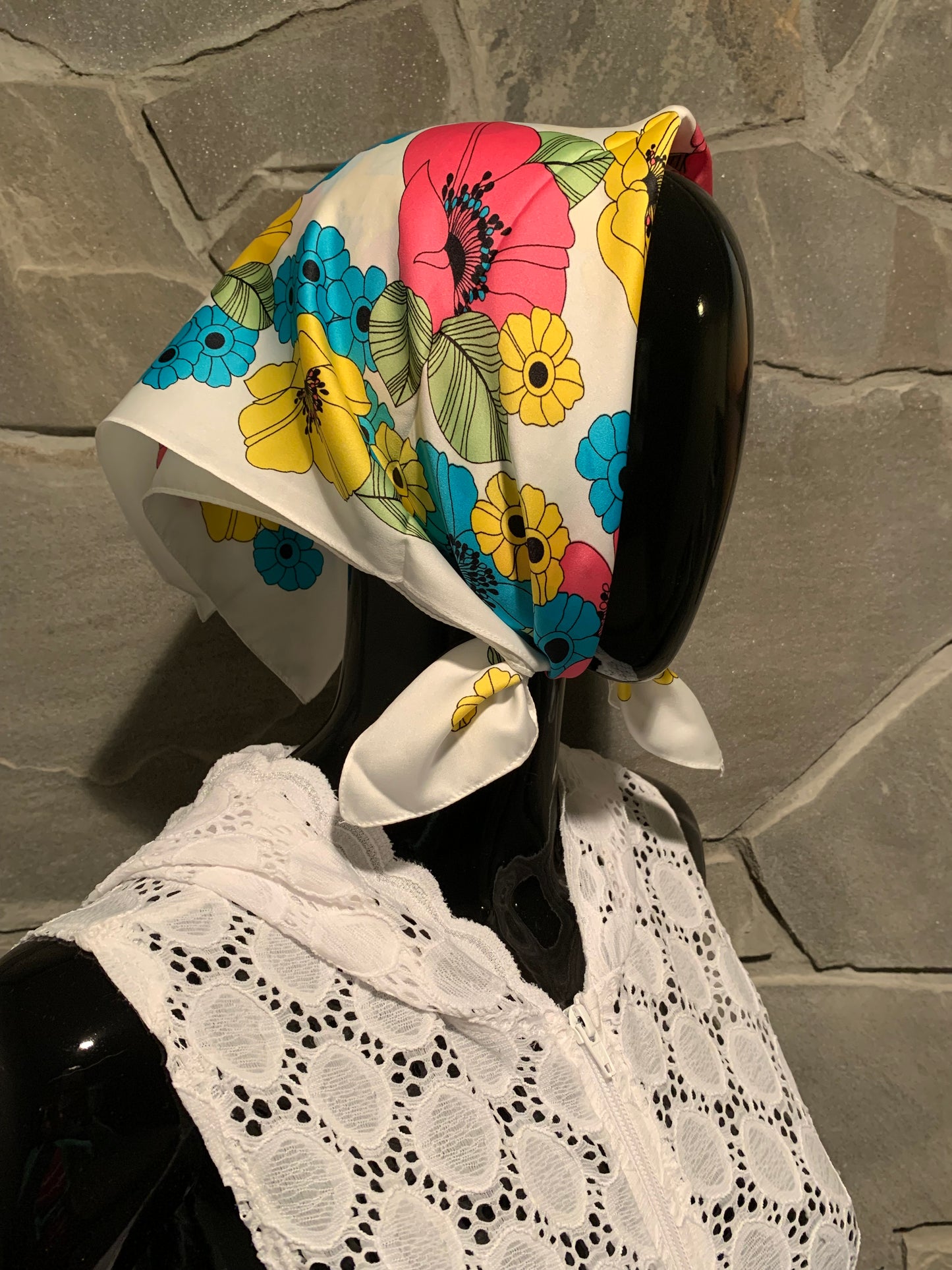 Italian Multicolored Floral Print Scarf