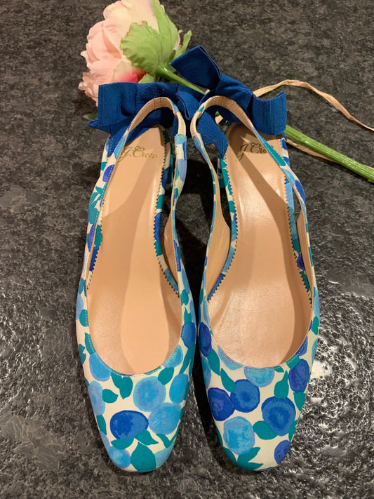 J. Crew Kate Slingback Pumps in Blueberry Floral (NWOT)