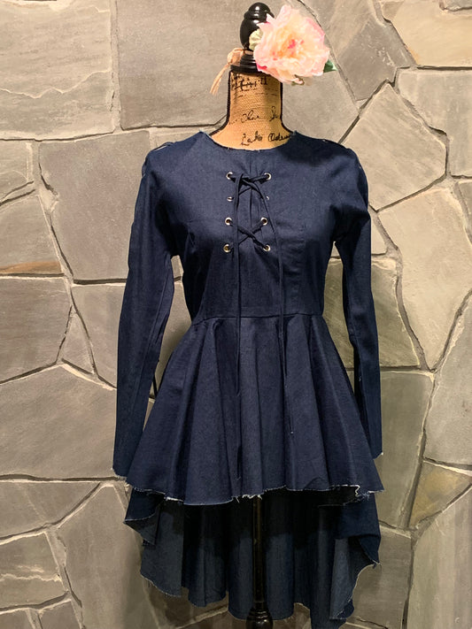 Eien High Low Denim Top NWOT