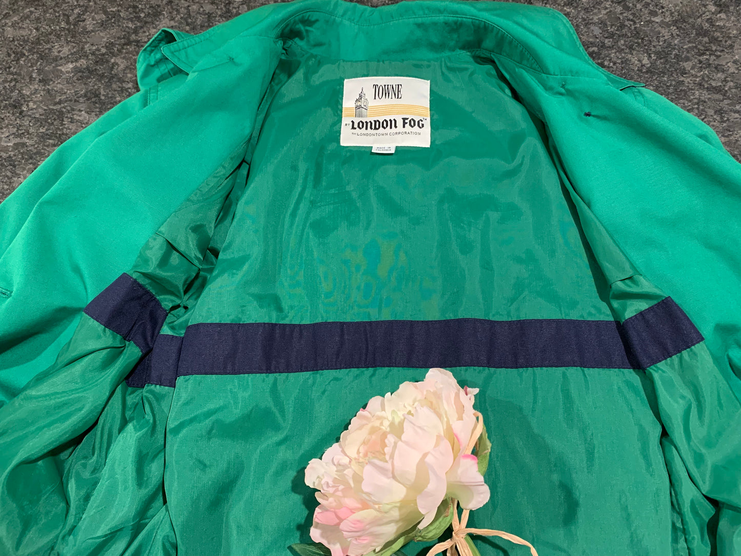 Towne By London Fog Green Trench Coat