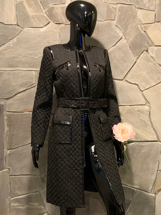 Doncaster Collection Women's Black Trench Coat Dress NWOT