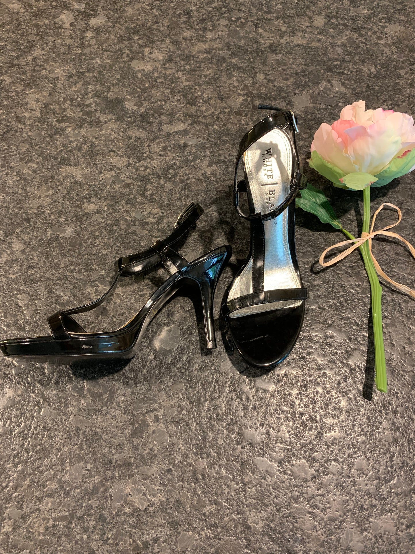 White House Black Market Strappy Black Heels NWOT