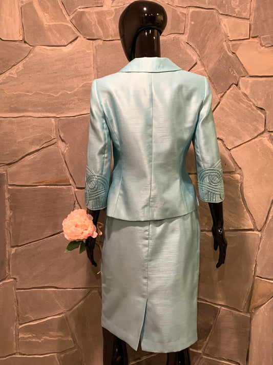 Kasper Sea Foam Blue Two-Piece Skirt Suit