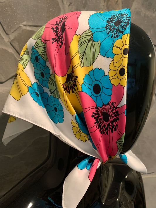 Italian Multicolored Floral Print Scarf