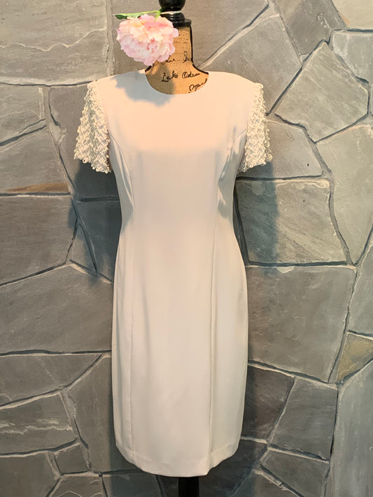 Donna Morgan Sheath Pearl Beaded Midi Dress