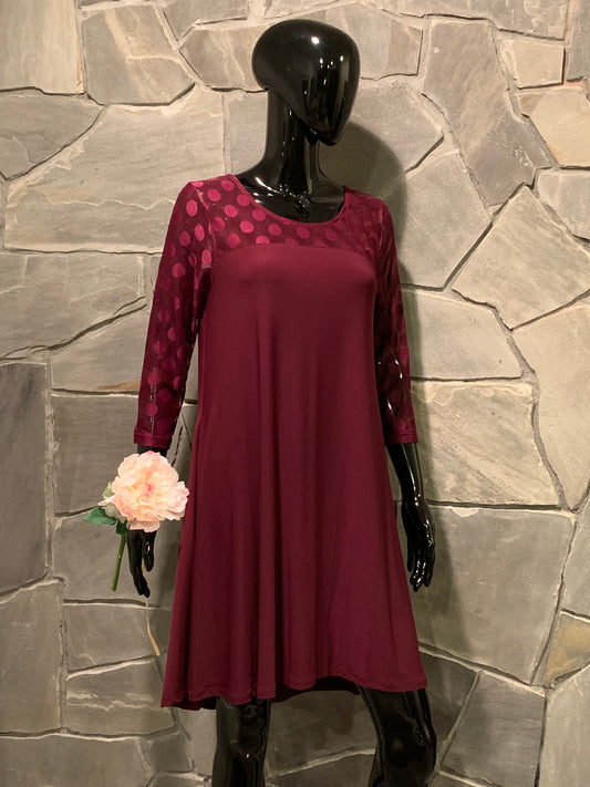 Nina Leonard Burgundy Shift Dress