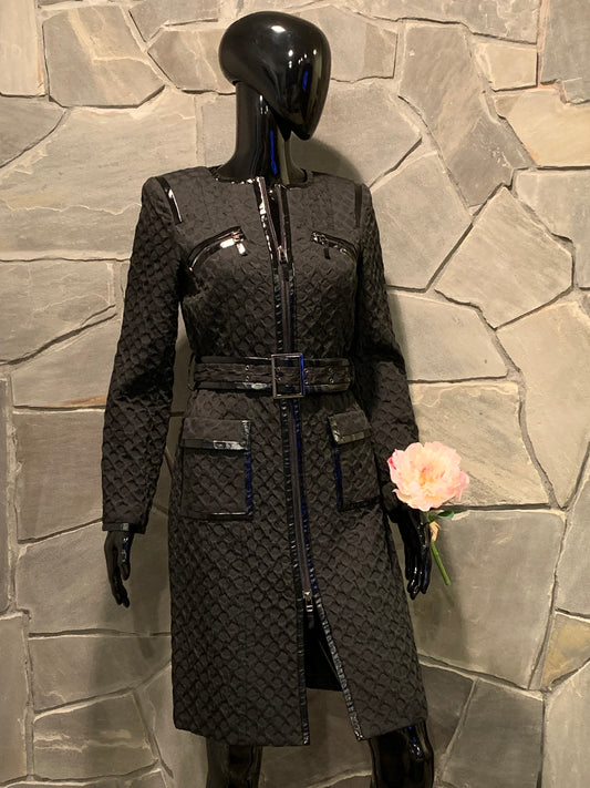 Doncaster Collection Women's Black Trench Coat Dress NWOT