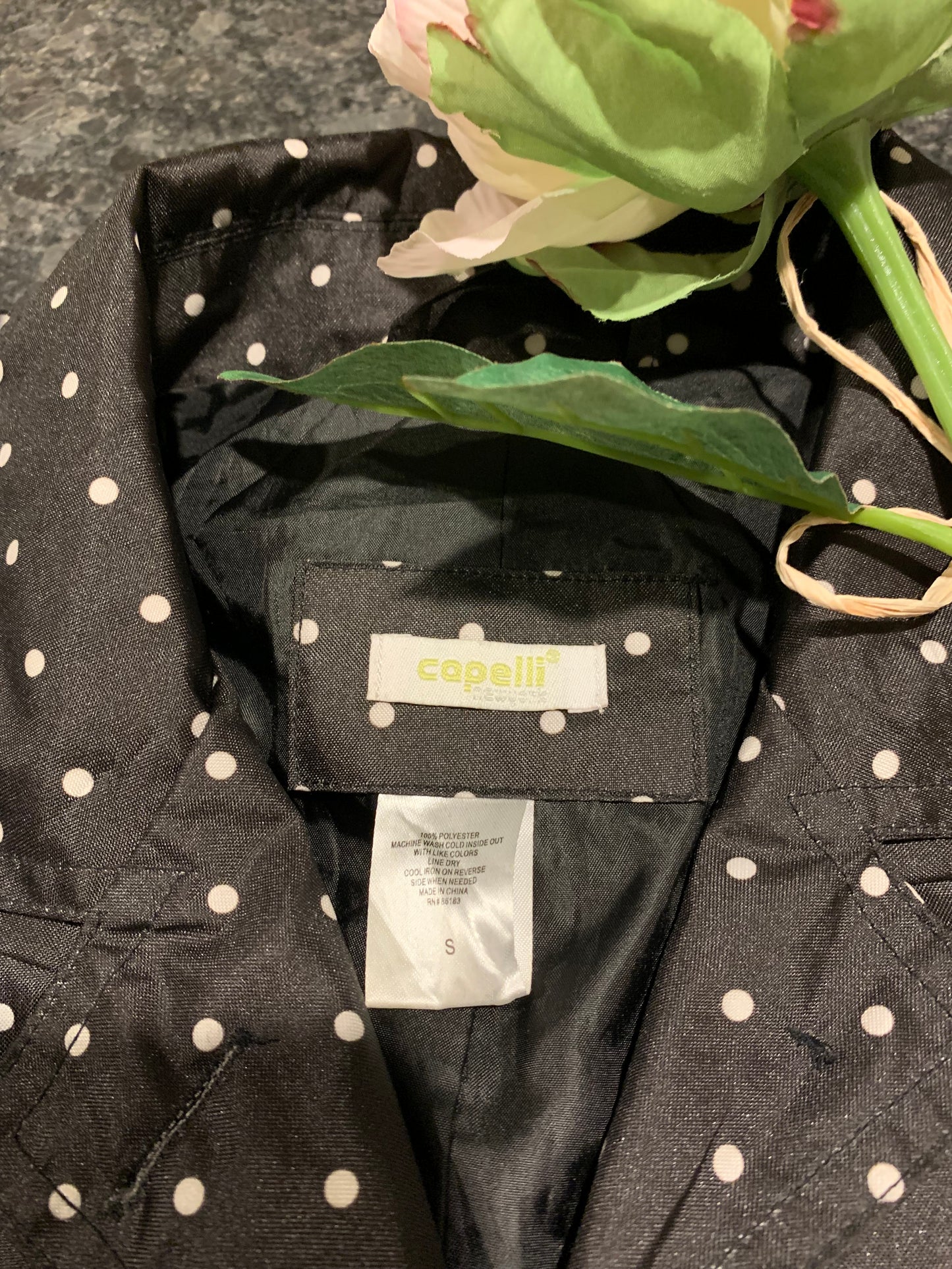 Capelli Black Polka Dot Women's Rain Coat