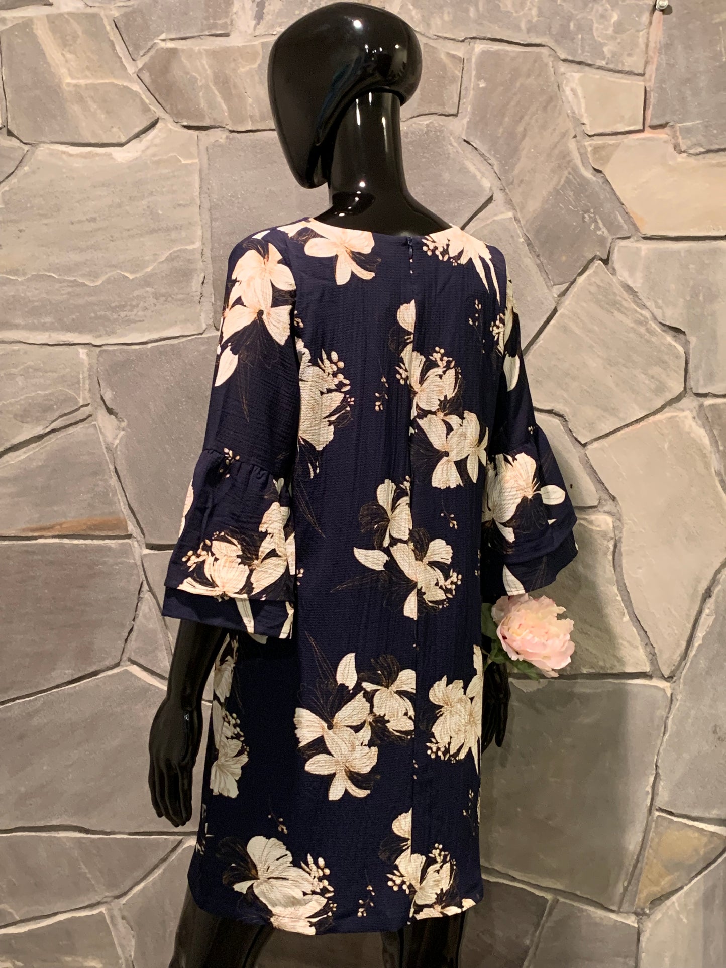 Belongsci Blue Floral Print Shift Dress