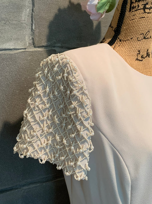 Donna Morgan Sheath Pearl Beaded Midi Dress