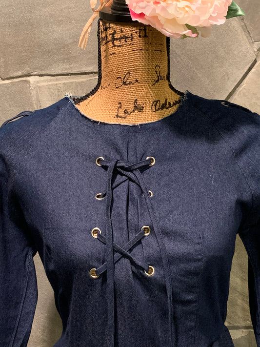 Eien High Low Denim Top NWOT