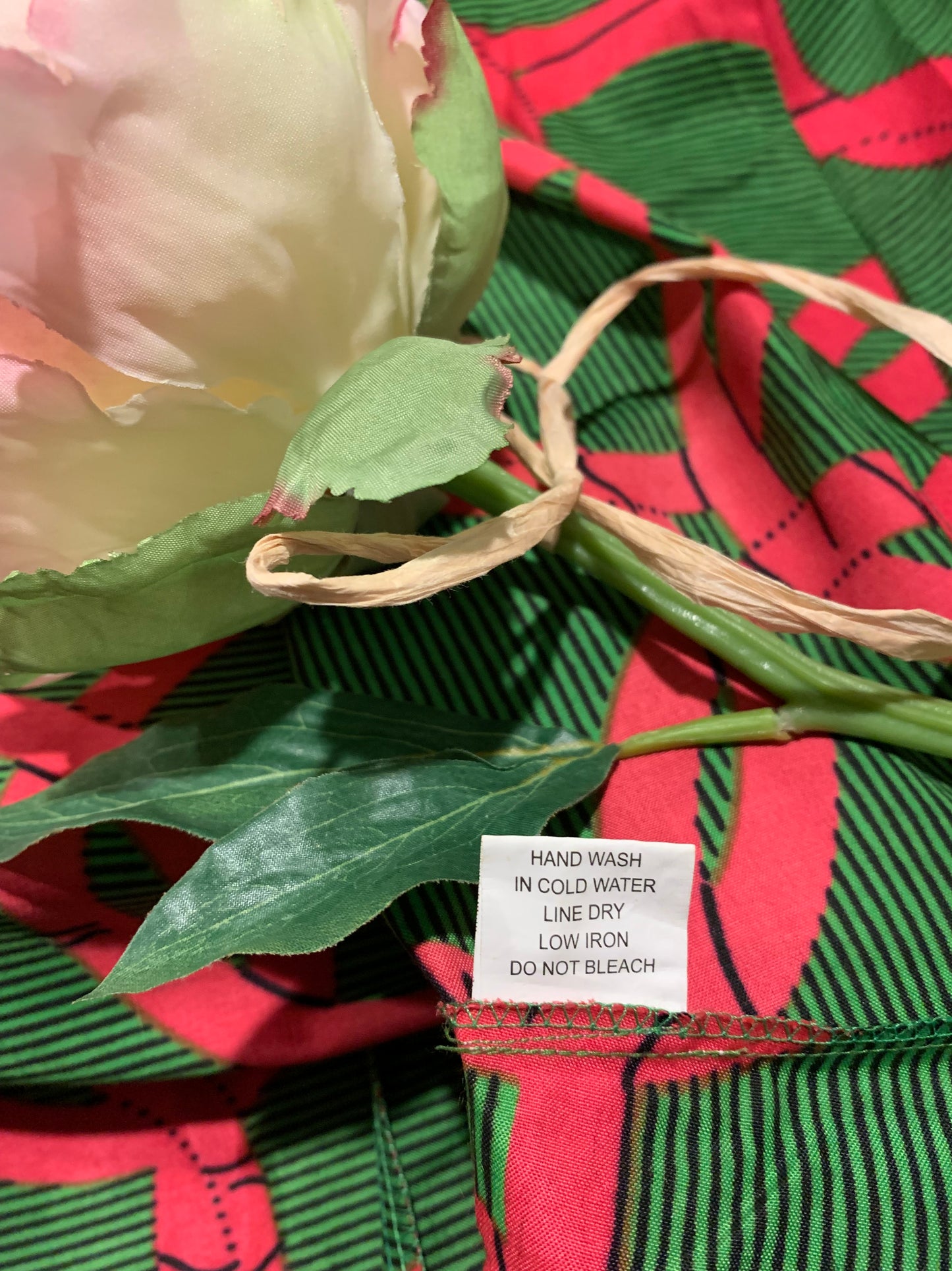 African Apparels Pink & Green Maxi Skirt with Head Wrap NWOT