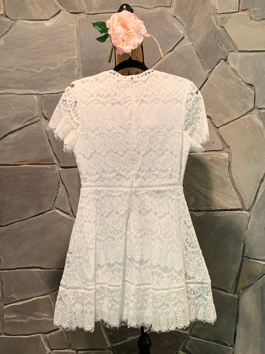 Moon River White Lace Fit & Flare Mini Dress NWOT