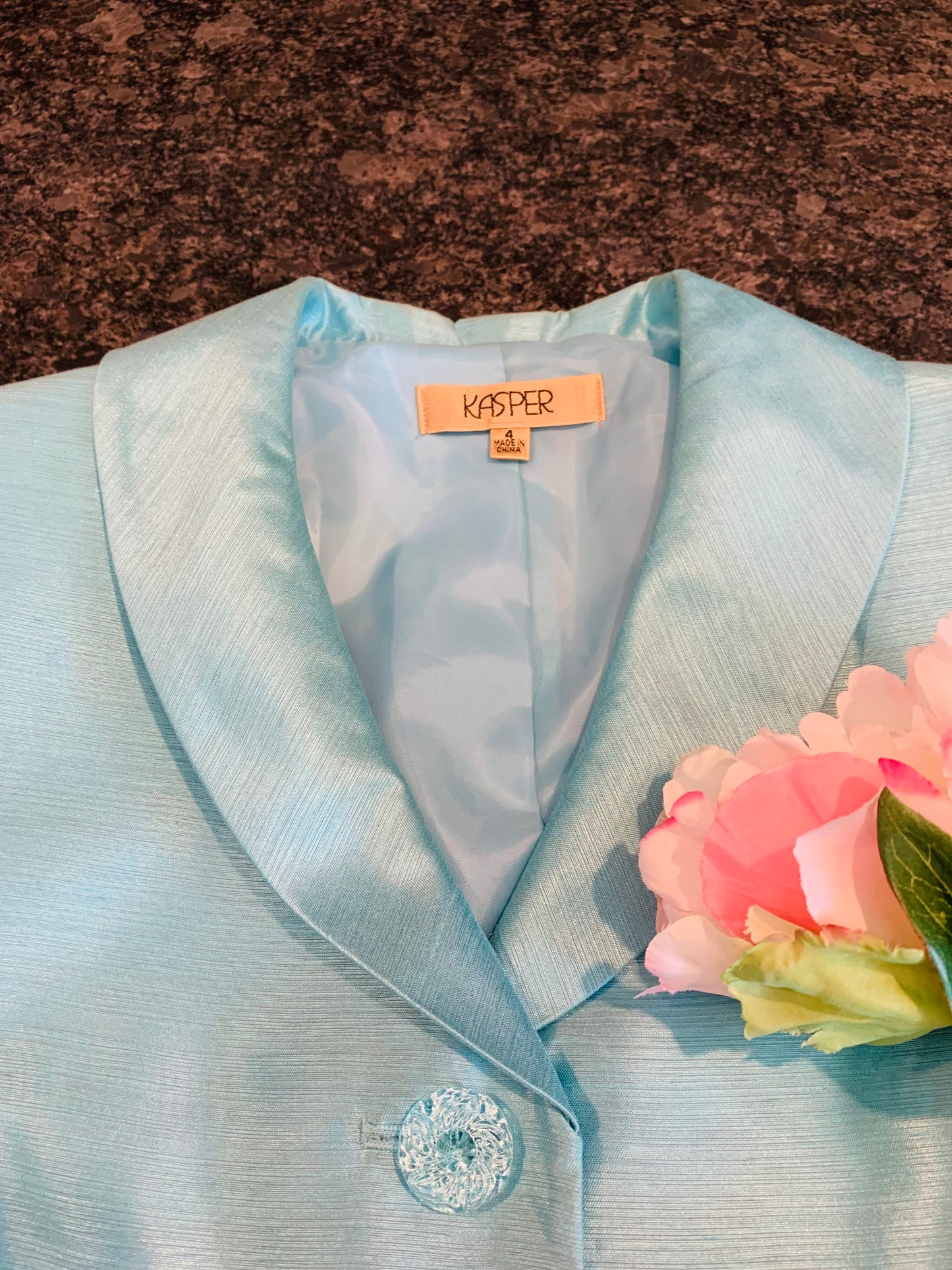 Kasper Sea Foam Blue Two-Piece Skirt Suit