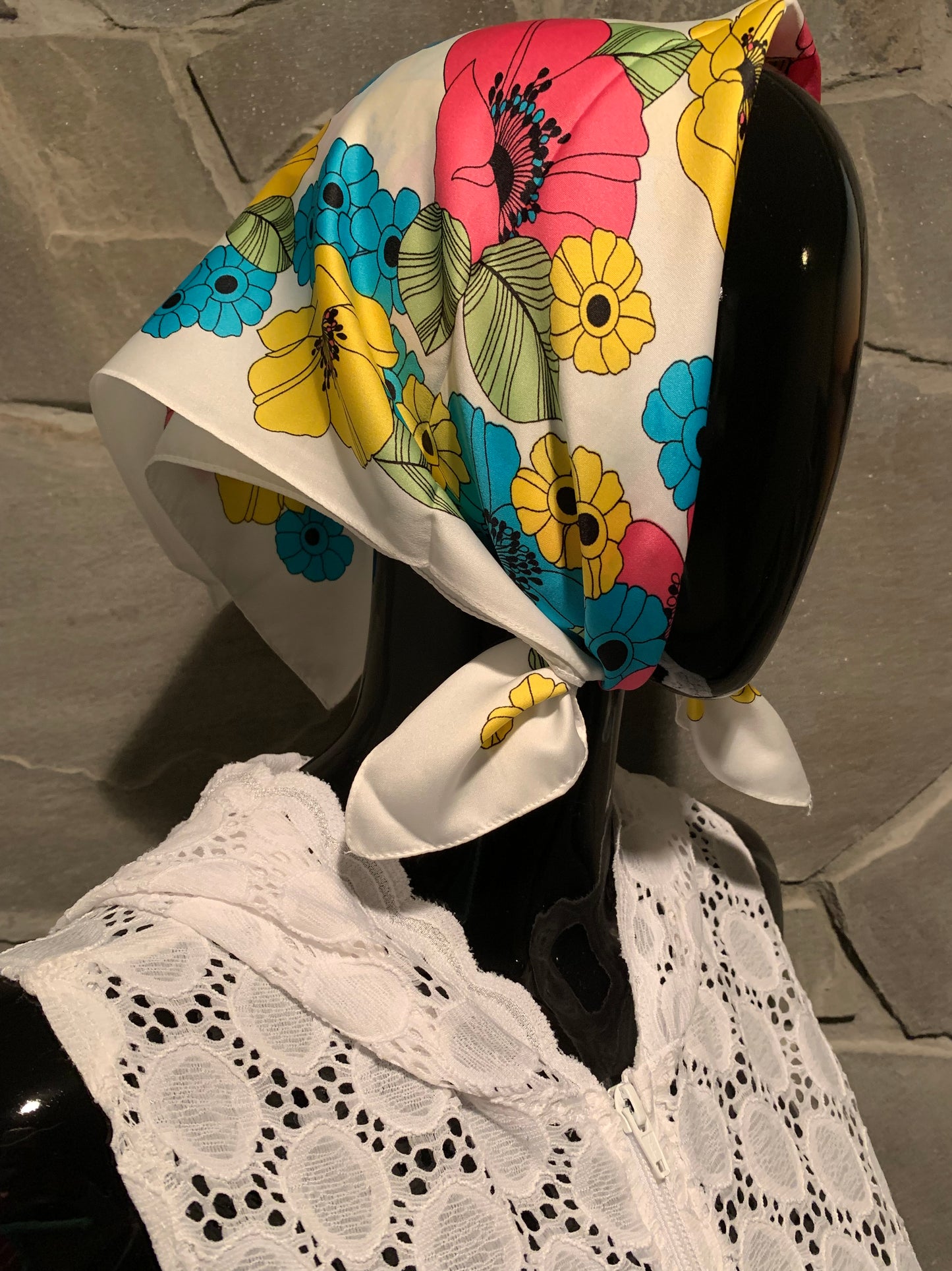 Italian Multicolored Floral Print Scarf