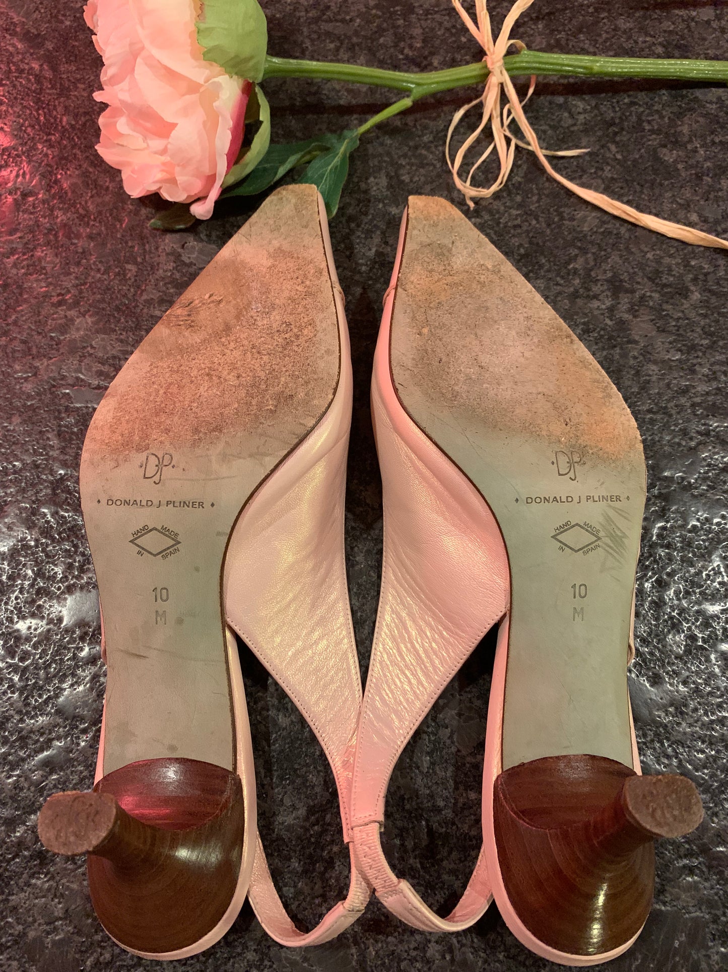 Donald J Pliner Pink Leather Sling Back Pumps