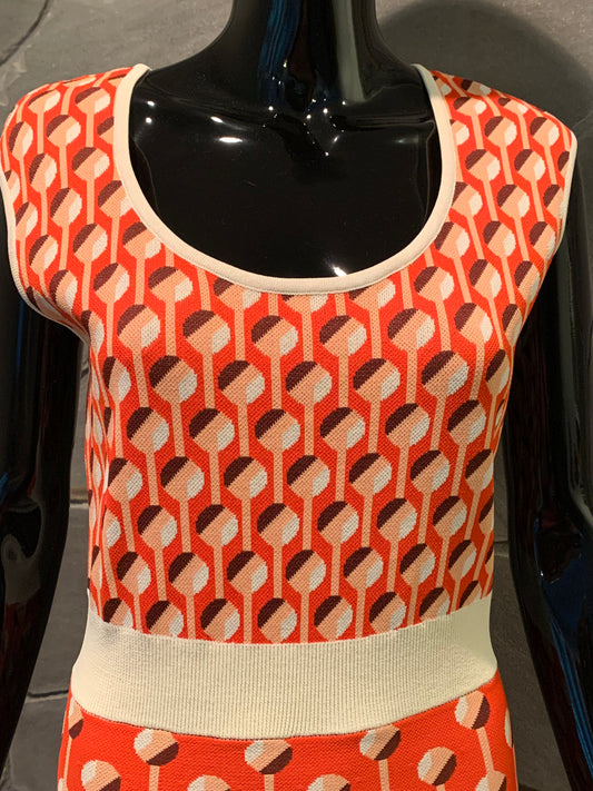 Eva Mendes New York & Company Orange Circle Print Midi Dress