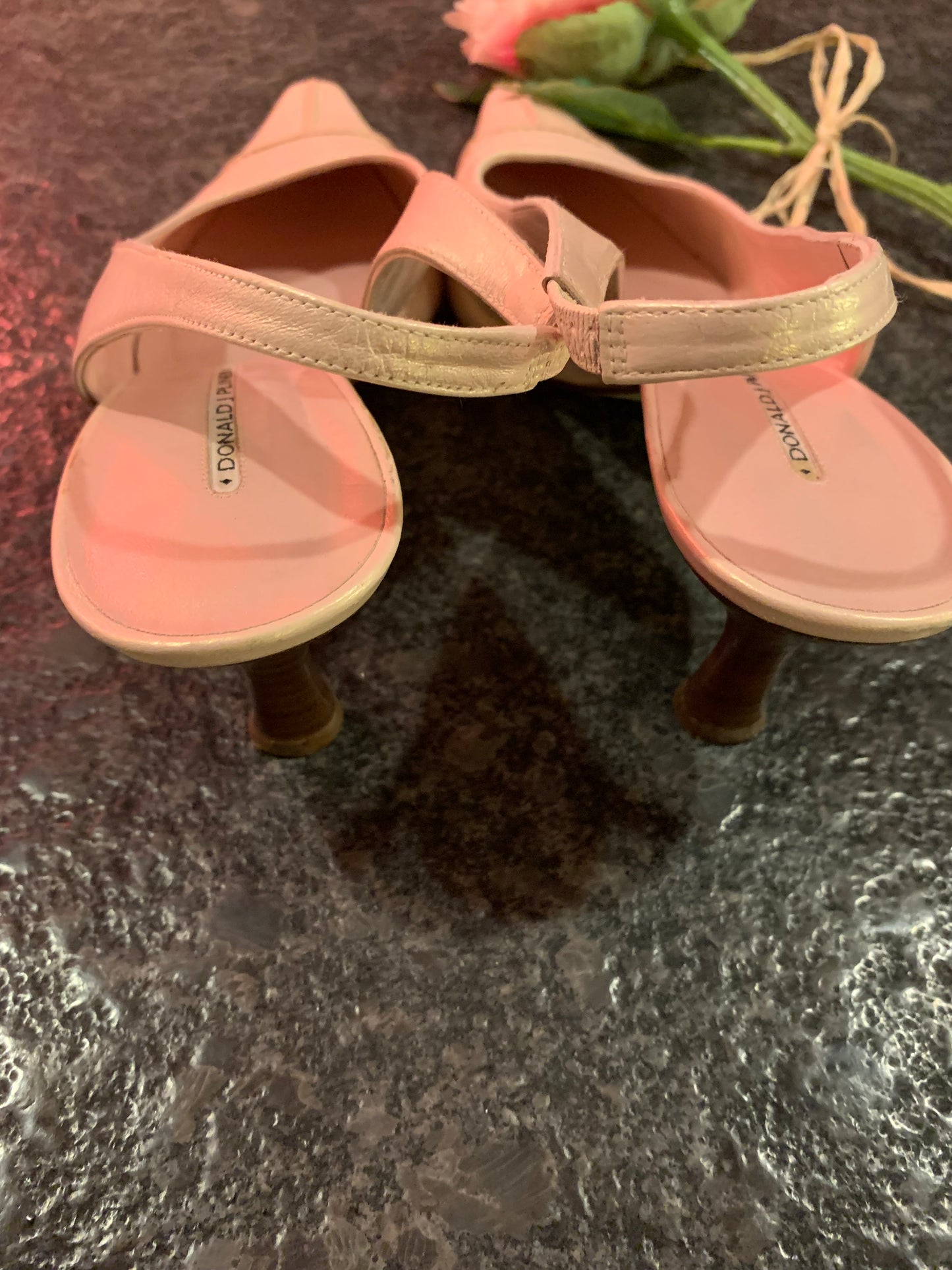 Donald J Pliner Pink Leather Sling Back Pumps