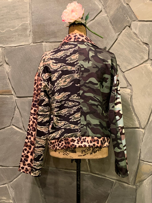 Jeans Leopard and Camouflage Jacket NWOT