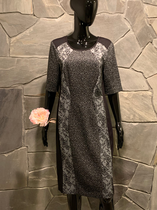 Connected Apparel Black and White Sheath Dress