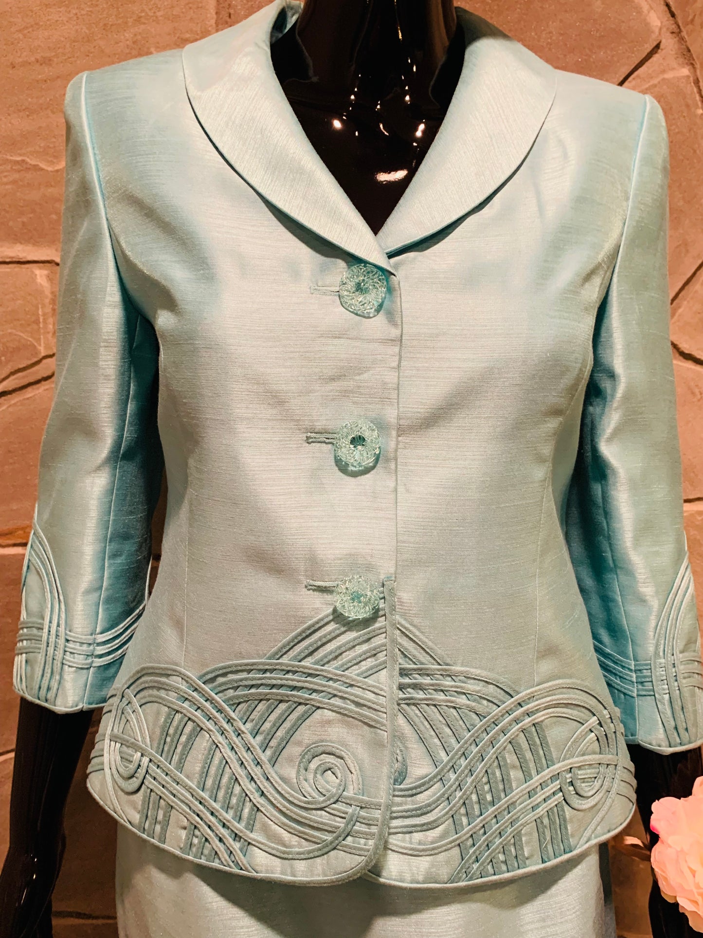 Kasper Sea Foam Blue Two-Piece Skirt Suit