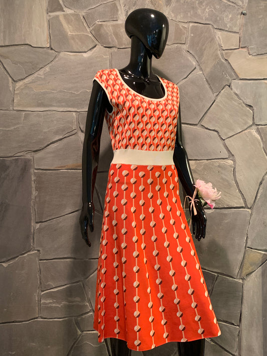 Eva Mendes New York & Company Orange Circle Print Midi Dress