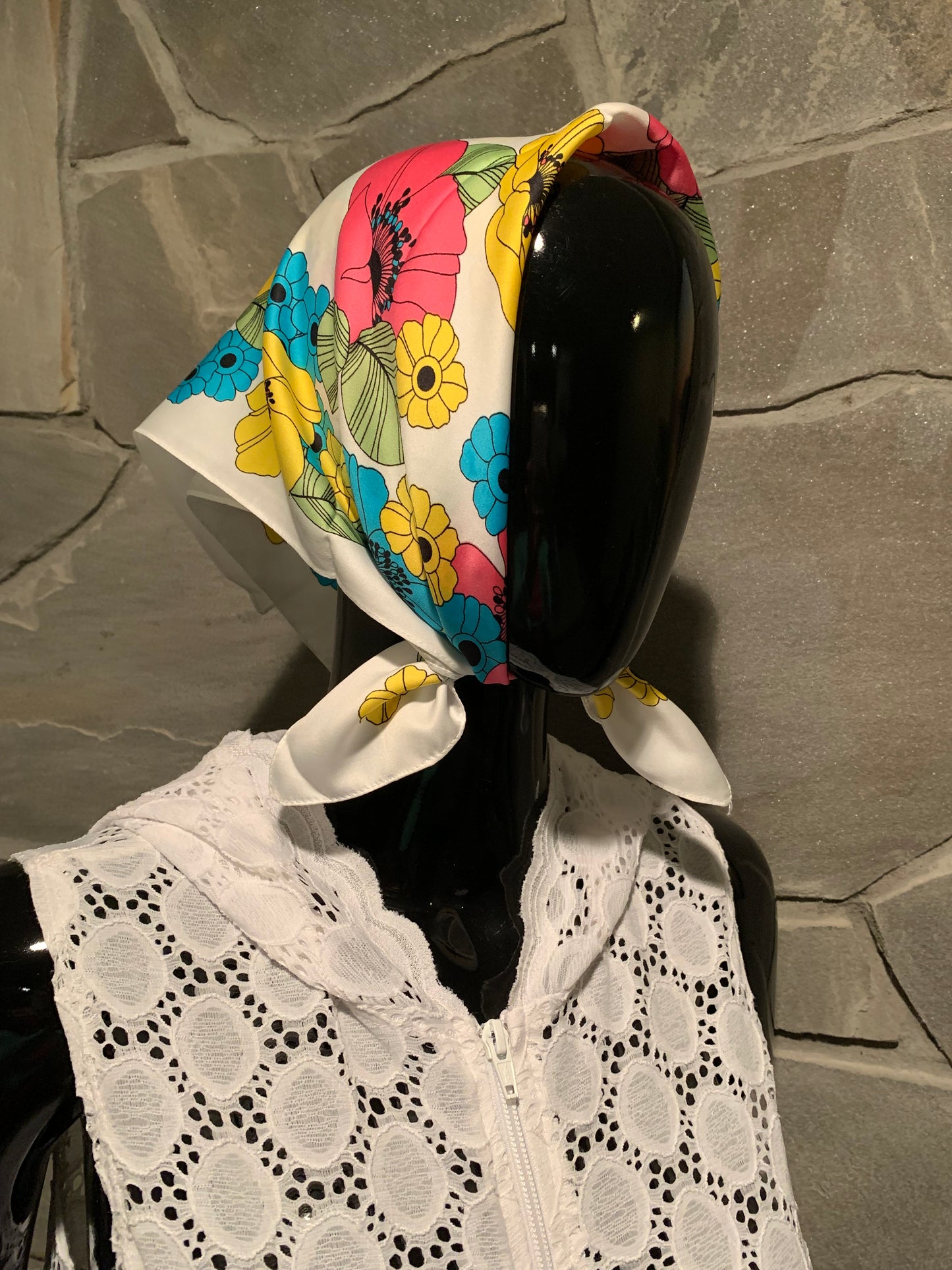 Italian Multicolored Floral Print Scarf