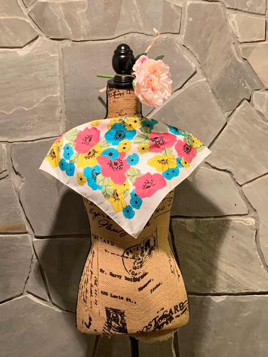 Italian Multicolored Floral Print Scarf