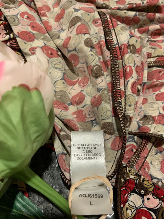 BCBGMAXAZRIA Multicolored Button Print Wrap Dress