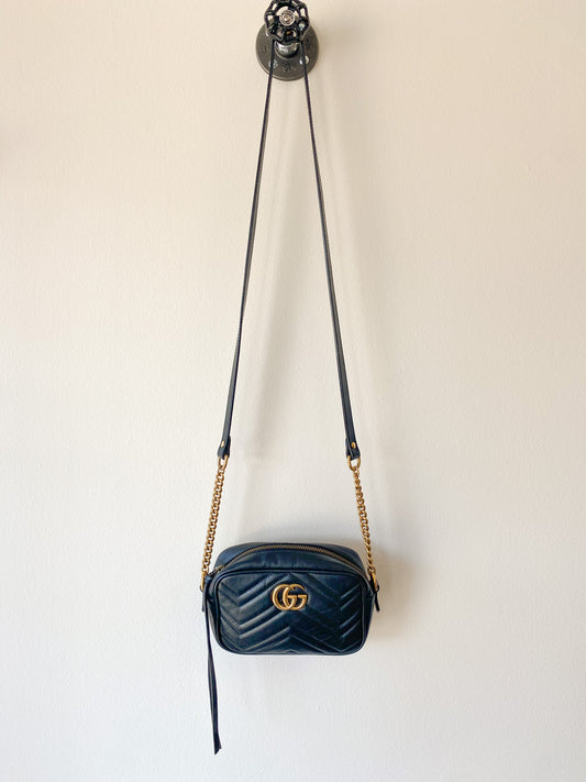 Gucci Black GG Marmont Mini Shoulder Bag