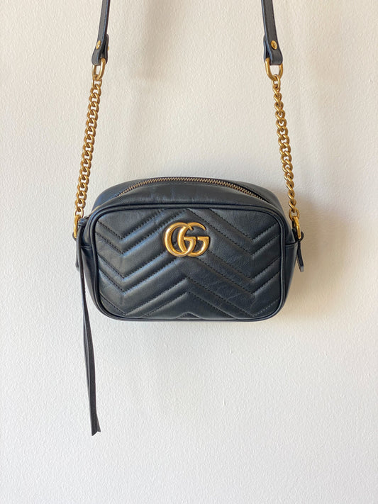 Gucci Black GG Marmont Mini Shoulder Bag