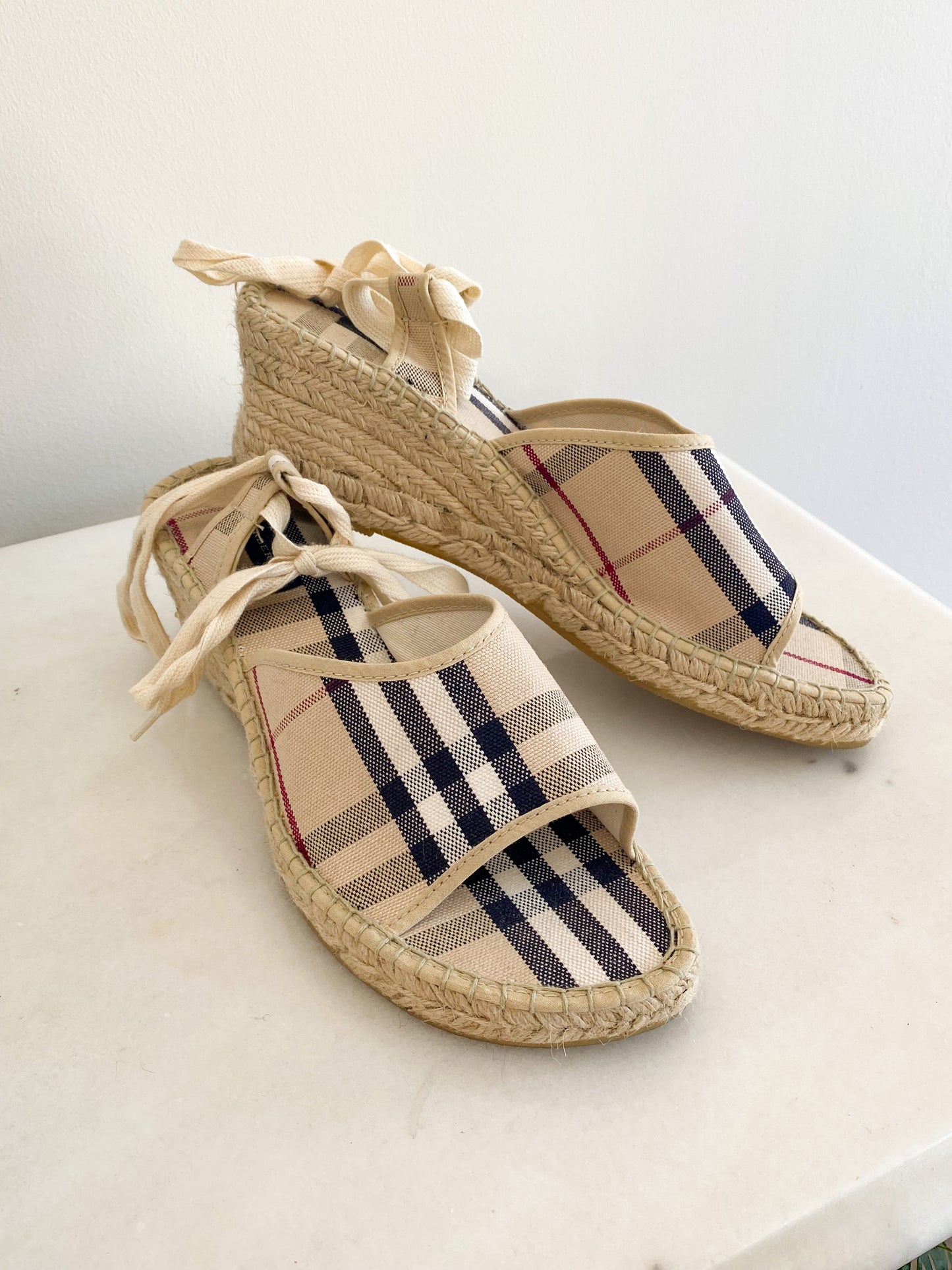 Burberry Check Wedge Espadrilles - NWOT