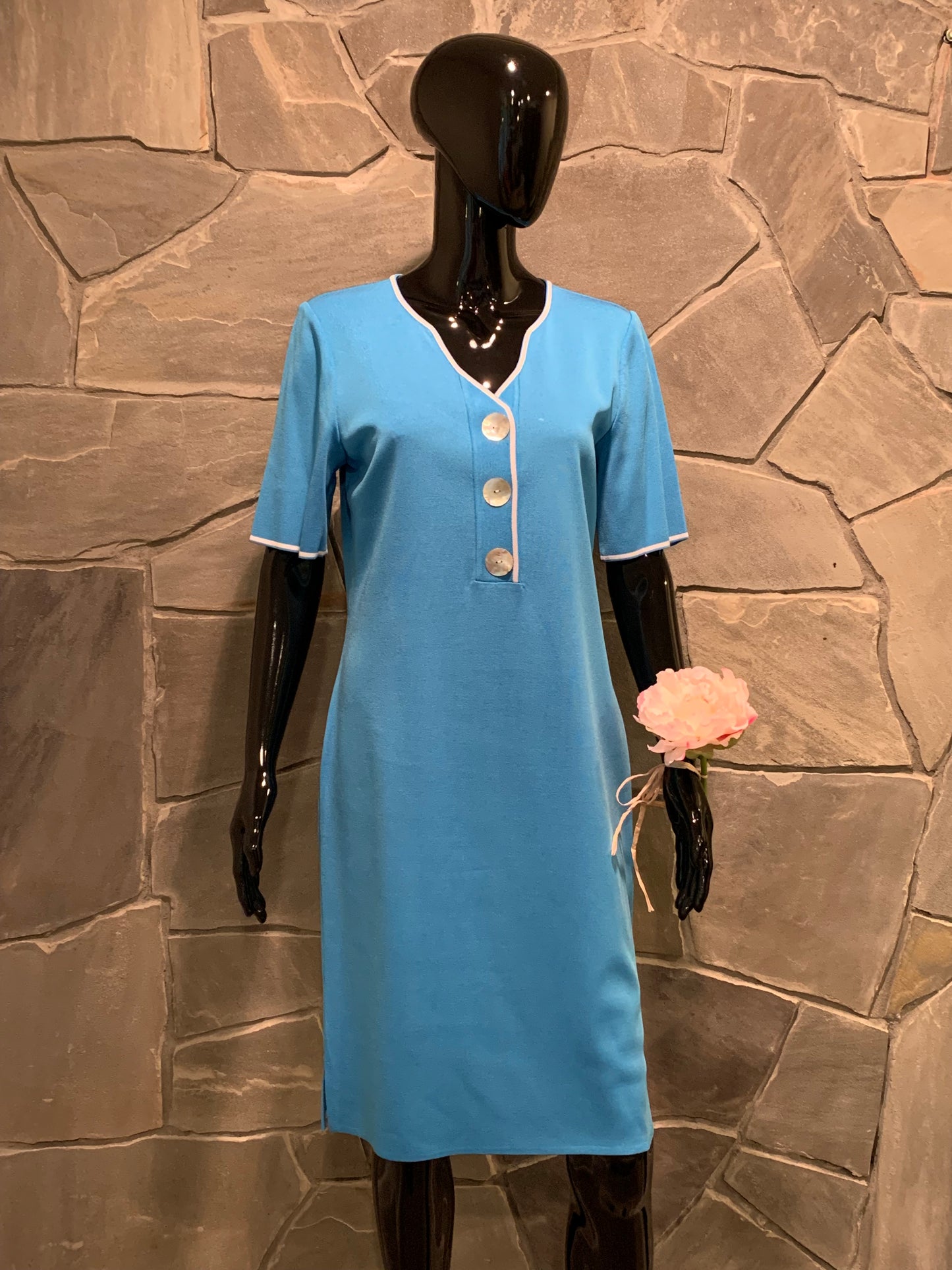 Ming Wang Blue Midi Sheath Dress
