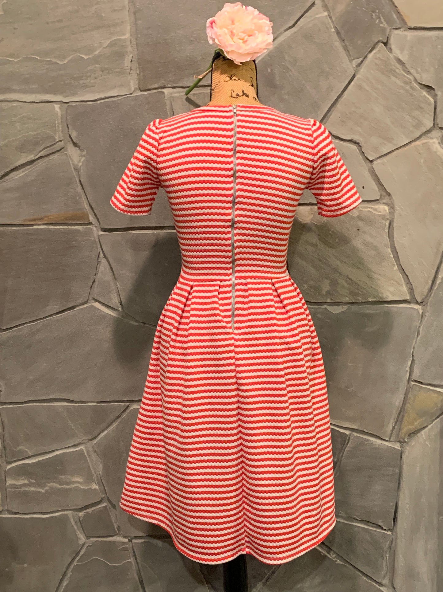 LuLaRoe Red Striped Amelia Dress