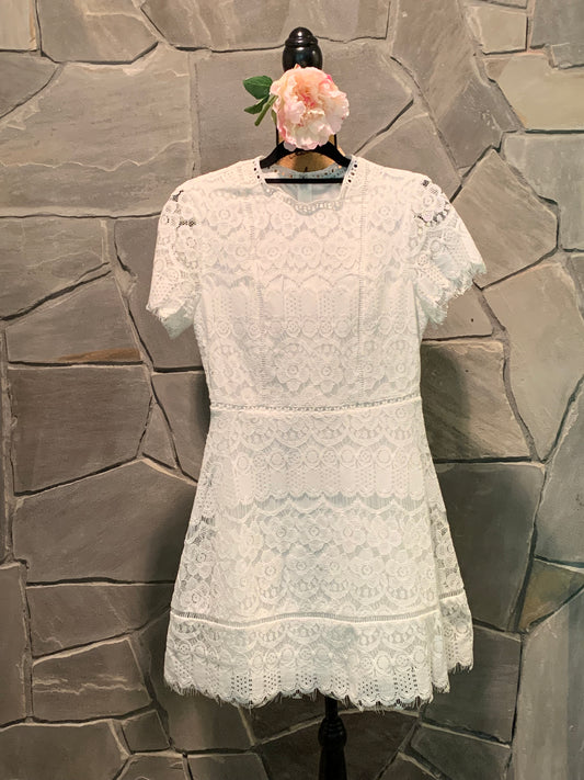 Moon River White Lace Fit & Flare Mini Dress NWOT