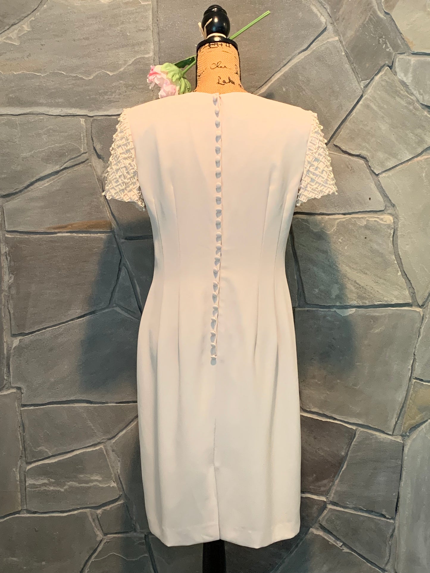Donna Morgan Sheath Pearl Beaded Midi Dress