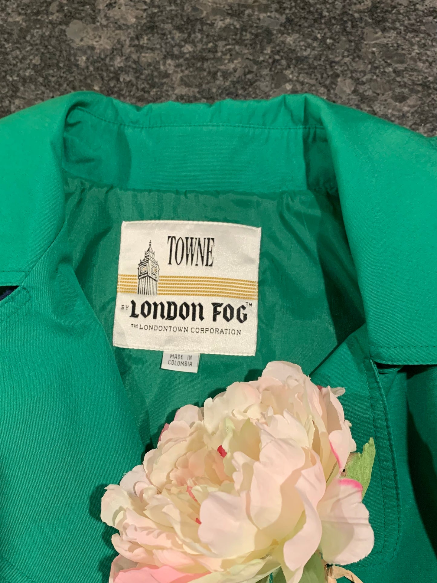 Towne By London Fog Green Trench Coat