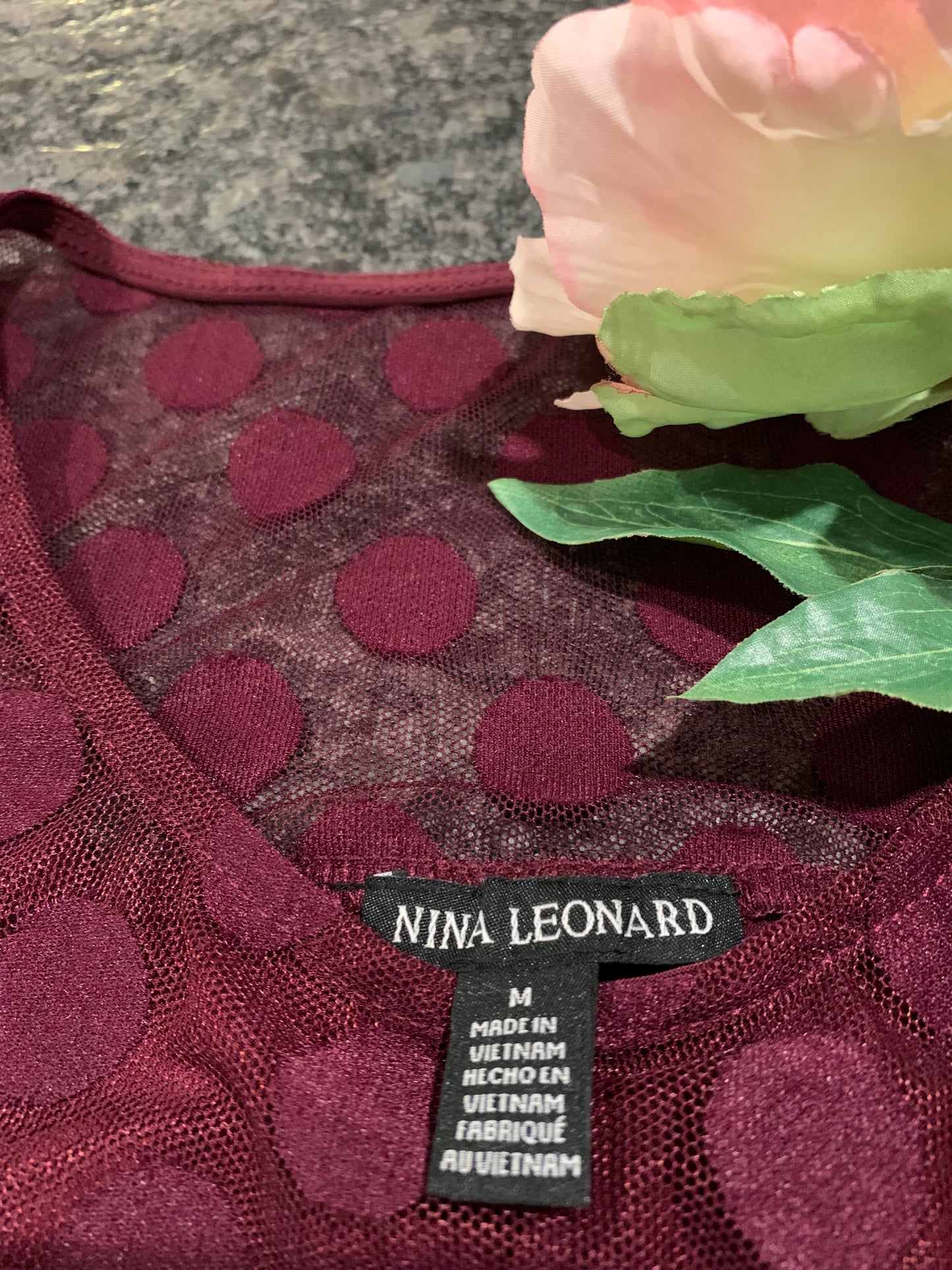 Nina Leonard Burgundy Shift Dress