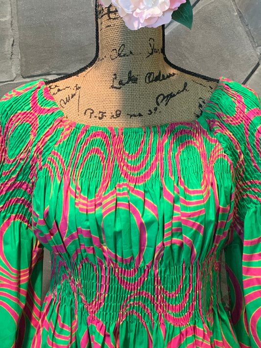African Apparels Smocked Peplum Top NWOT