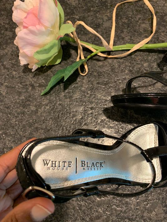 White House Black Market Strappy Black Heels NWOT