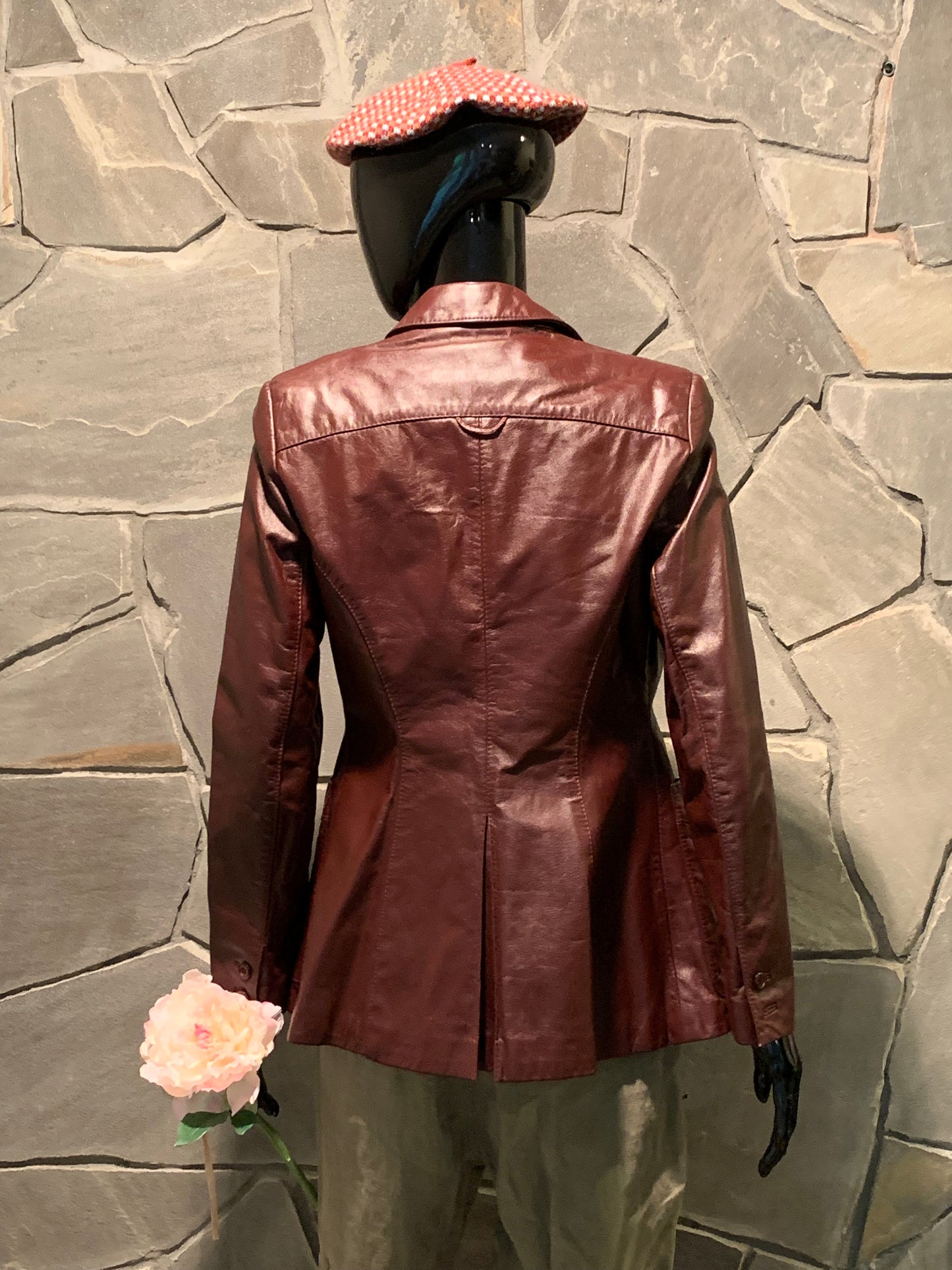Etienne Aigner Oxblood Leather Jacket