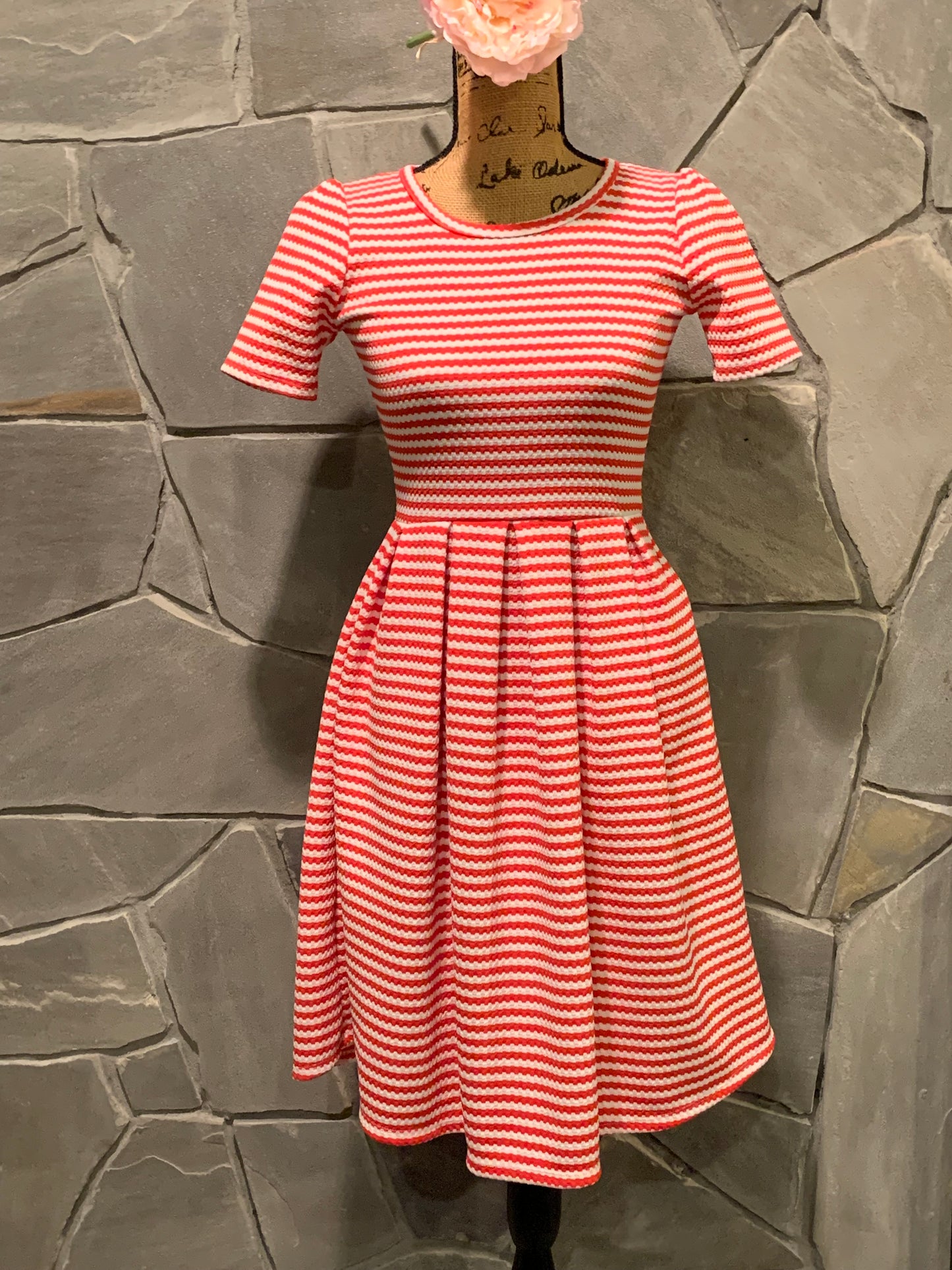 LuLaRoe Red Striped Amelia Dress