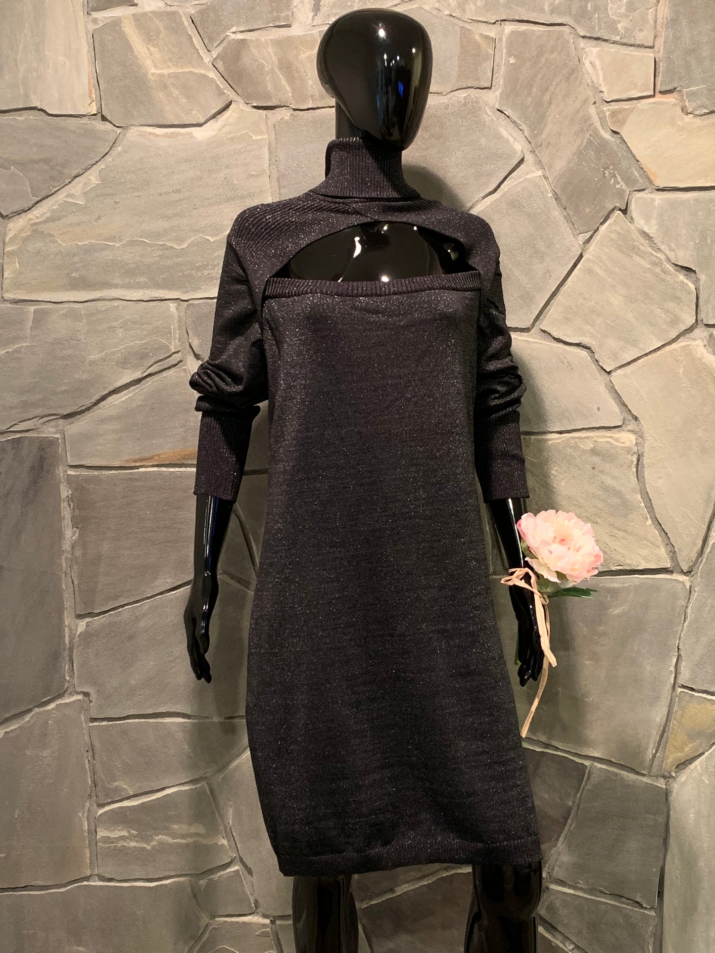 Derek Hearts Plus Black Shimmer Sweater Dress NWT